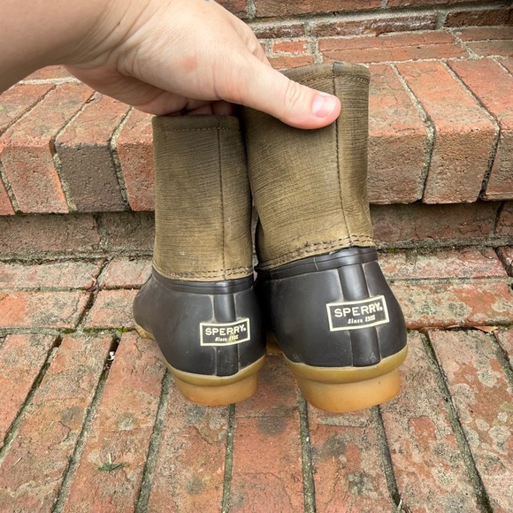 Sperry Duck Boot Green Leather Waterproof Boot Size 11M Women’s - Picture 4 of 8